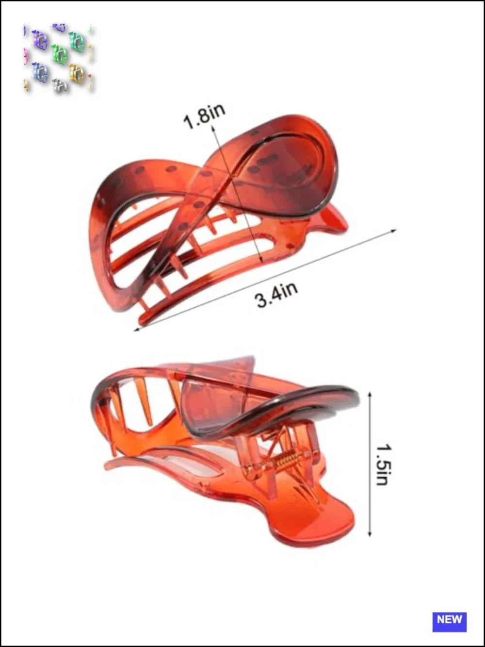 Large & Medium Flash Claw Hair Clips for Thick & Thin Hair, 4 Pack